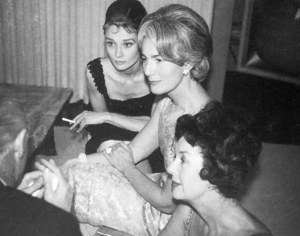 Audrey, Connie, and Rosalind Russell in 1961.